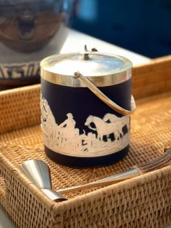 J. Earl & Sons Vintage Blue Hunting Scene Ice Bucket