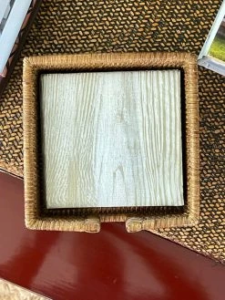 J. Earl & Sons Rattan Cocktail Napkin Box Set - Lodge Cocktail Napkins + Bar Towels + Coasters