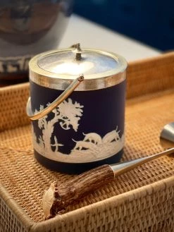 J. Earl & Sons Vintage Blue Hunting Scene Ice Bucket
