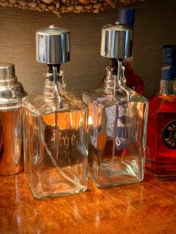 J. Earl & Sons Vintage Scotch + Rye Pump Decanters Antique + Vintage