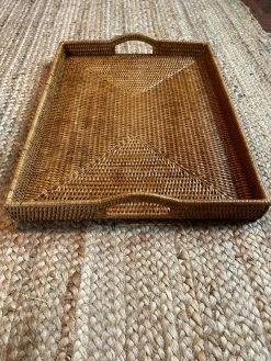 J. Earl & Sons Trays + Ice Buckets + Cutting Boards Rattan Low Sides Rectangle Tray