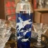J. Earl & Sons Vintage Cobalt Glass Cocktail Shaker - Fox Hunt Motif