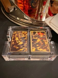 J. Earl & Sons Tortoise Playing Card In Lucite Holder Books + Candles + Playing Cards + Gift Cards