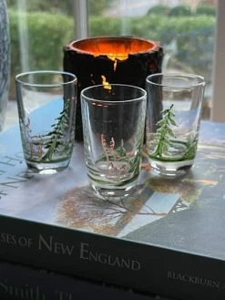 J. Earl & Sons Vintage Winter Woodland Toasting/ Shot Glasses - Set 8 Antique + Vintage